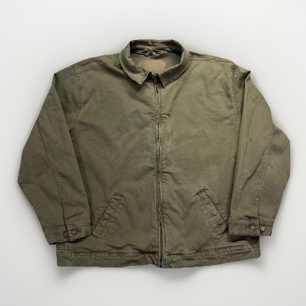 True Nation Olive Green Work Jacket 2XLT Big Tall‎ Utility Cotton Canvas Coat